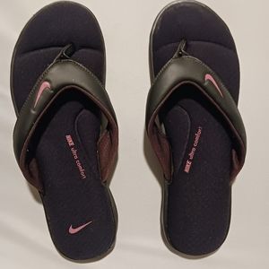 Womens Black & Pink Nike Flip Flops